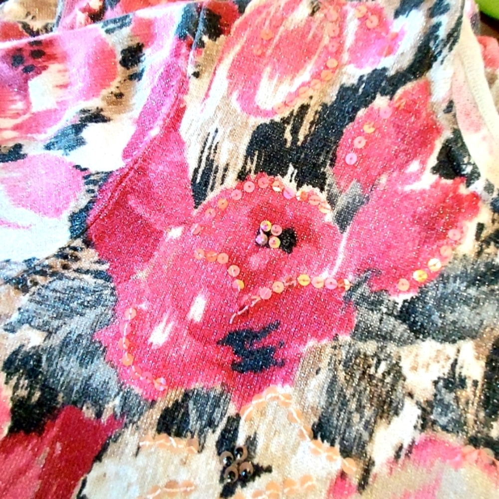 Flowered Sweater With Silver Threading Detail + S… - image 7